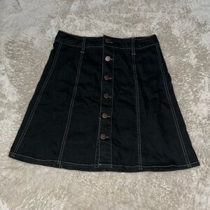 Falls Creek Black A-Line Skirt with Button Detail
